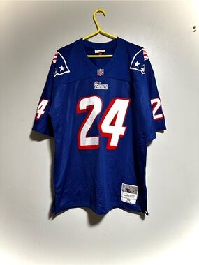 Ty Law #24 M&N Men's Throw back Football Jersey - Blue